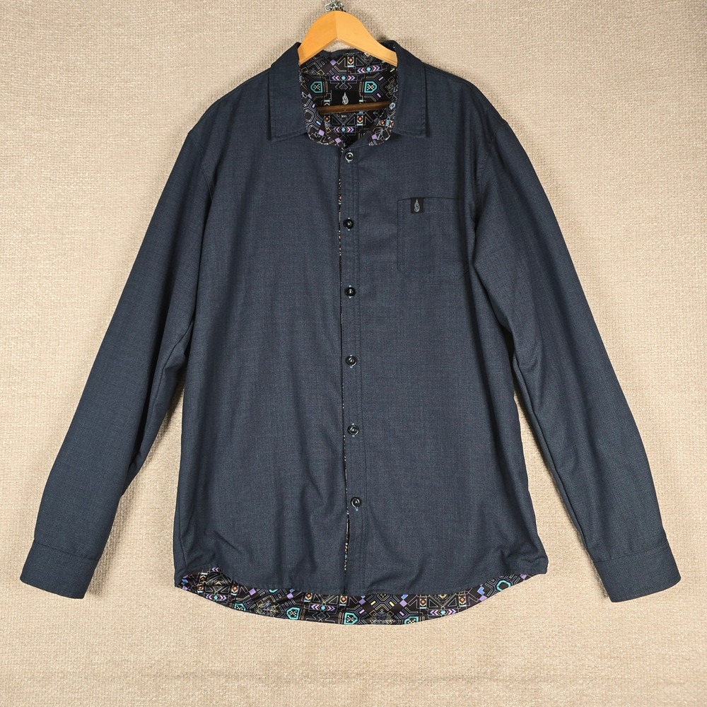 Threyda Mens Gray Button Down Shirt Serial 199 Visionary Art Liner 3XL LS